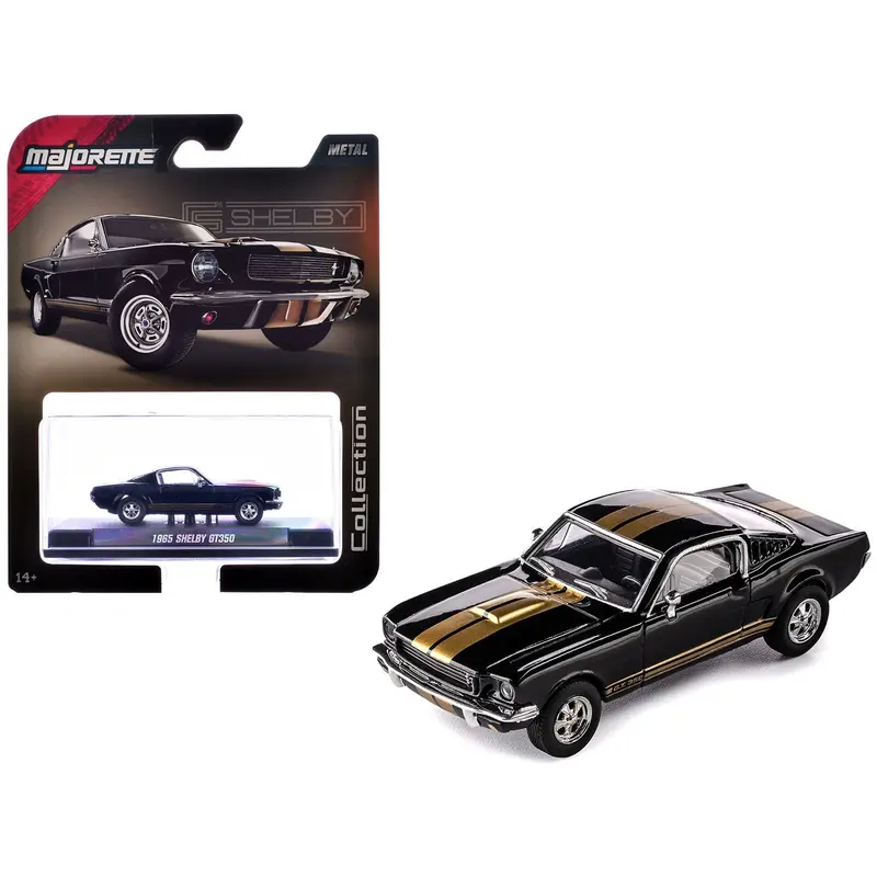 1965 Shelby GT350 Black with Gold Stripes "Collection" Series 1/64 Diecast Model Car by Majorette