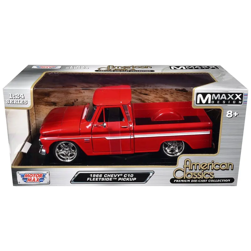 1966 Chevrolet C10 Fleetside Pickup Truck Red "Maxx Design" "American Classics" Series 1/24 Diecast Model Car by Motormax
