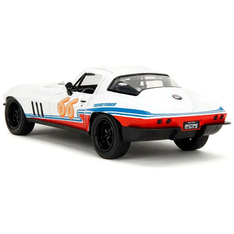 1966 Chevrolet Corvette #66 "Racing Spirit" White with Graphics "Bigtime Muscle" Series 1/24 Diecast Model Car by Jada