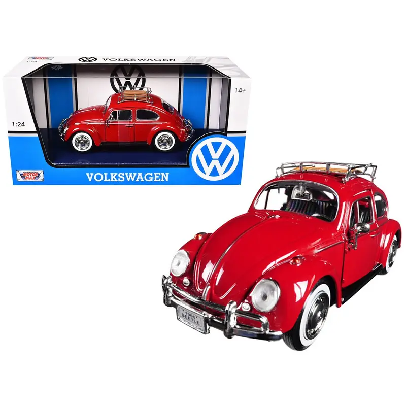 1966 Volkswagen Classic Beetle Red 1/24 Diecast Car Model by Motormax