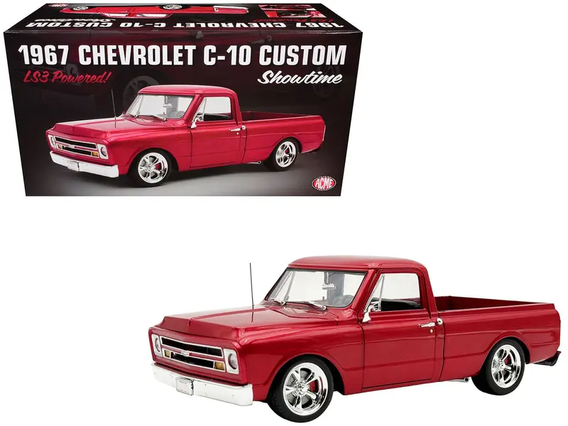 1967 Chevrolet C-10 Custom Pickup Truck "Showtime" Deep Candy Red Metallic Limited Edition to 612 pieces Worldwide 1/18 Diecast Model Car by ACME