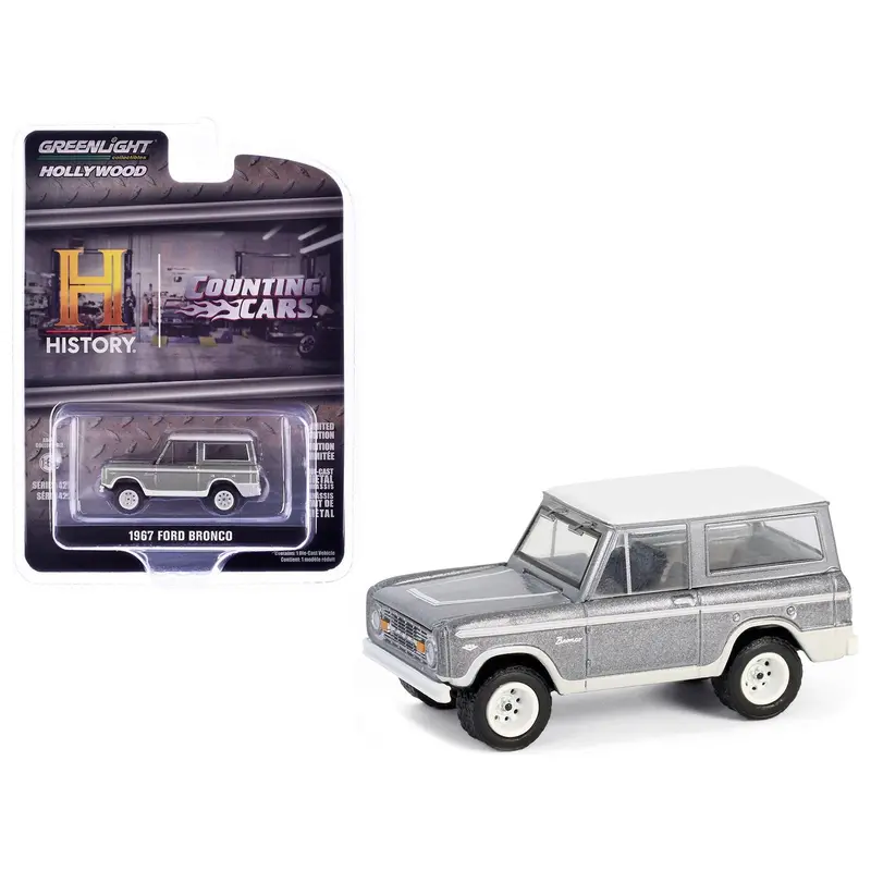 1967 Ford Bronco Silver Metallic with White Top "Counting Cars" (2012-Current) TV Series "Hollywood Series" Release 42 1/64 Diecast Model Car by Greenlight