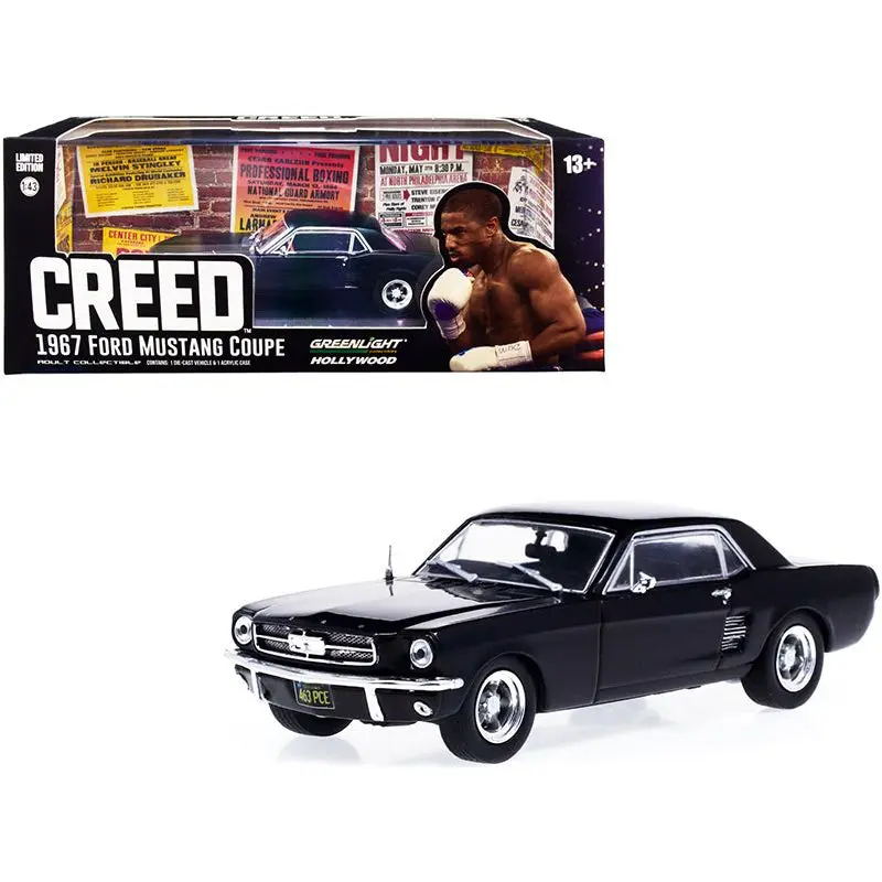 1967 Ford Mustang Coupe Matt Black (Adonis Creed's) "Creed" (2015) Movie 1/43 Diecast Model Car by Greenlight