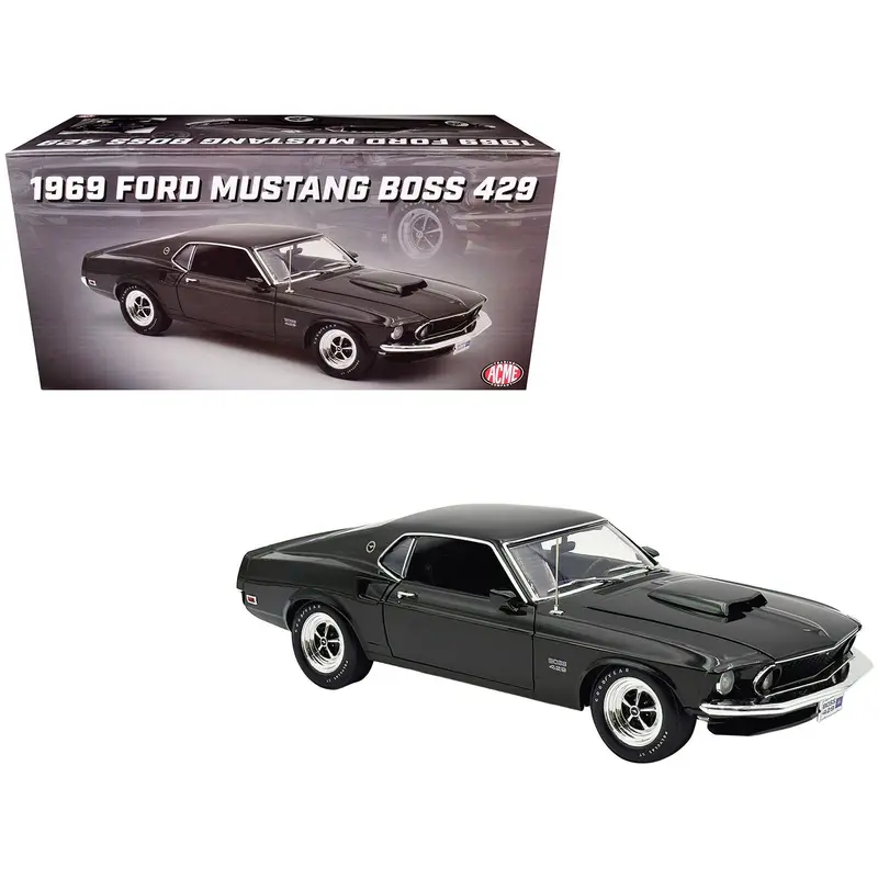 1969 Ford Mustang BOSS 429 Black Jade Metallic Limited Edition to 429 pieces Worldwide 1/18 Diecast Model Car by ACME