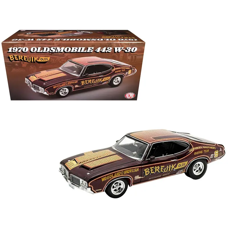 1970 Oldsmobile 442 W30 "Berejik Olds" Brown with Gold Graphics Limited Edition to 402 pieces Worldwide 1/18 Diecast Model Car by ACME