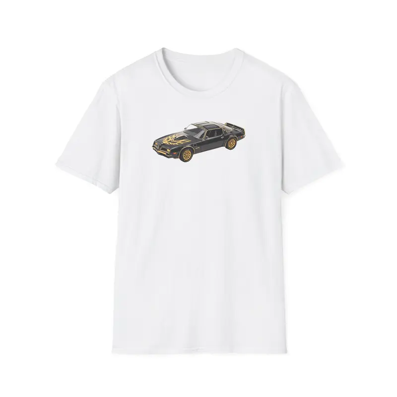 1977 Pontiac Firebird T/A Trans Am Starlite Black with Golden Eagle Hood - Inspired T-Shirt - American Muscle