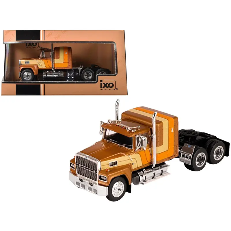 1978 Ford LTL 9000 Truck Tractor Brown with Stripes 1/64 Diecast Model by IXO Models