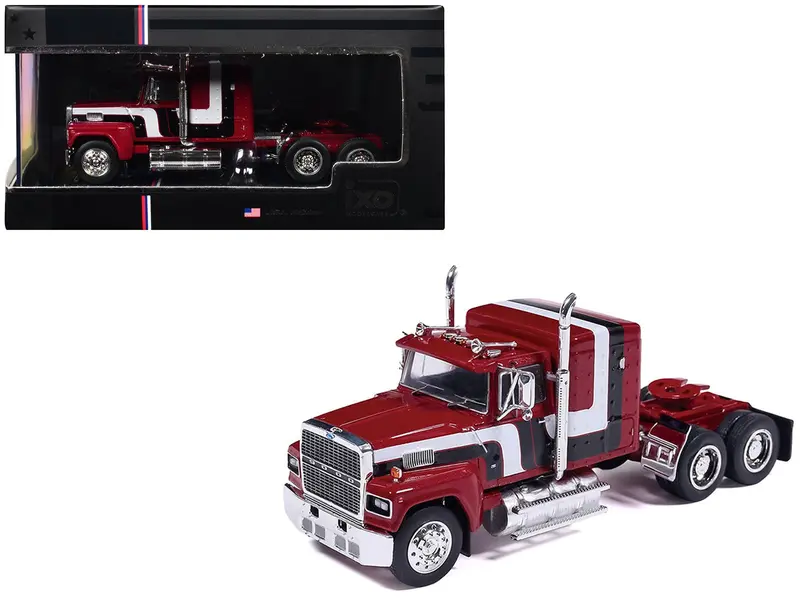 1978 Ford LTL-9000 Truck Tractor Red Metallic with Stripes 1/64 Diecast Model Car by IXO Models