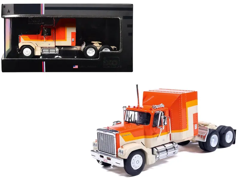 1980 GMC General Truck Tractor Orange with Stripes 1/64 Diecast Model Car by IXO Models