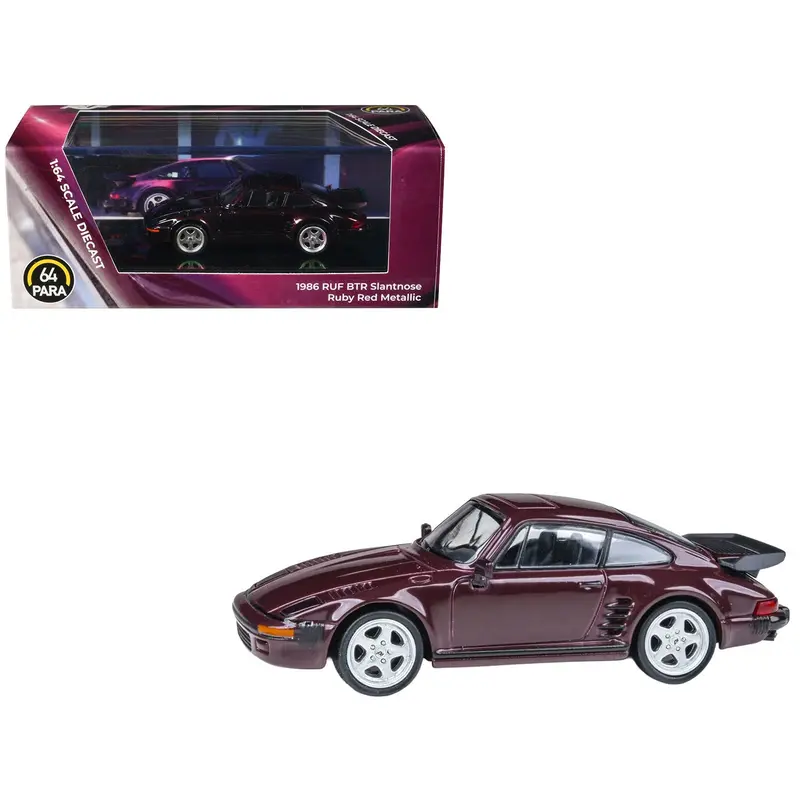 1986 RUF BTR Slantnose Ruby Red Metallic 1/64 Diecast Model Car by Paragon