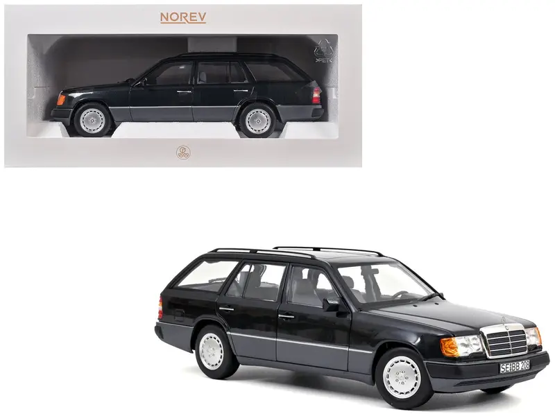 1990 Mercedes-Benz 300 DT-Model S124 Blue Black Metallic 1/18 Diecast Model Car by Norev