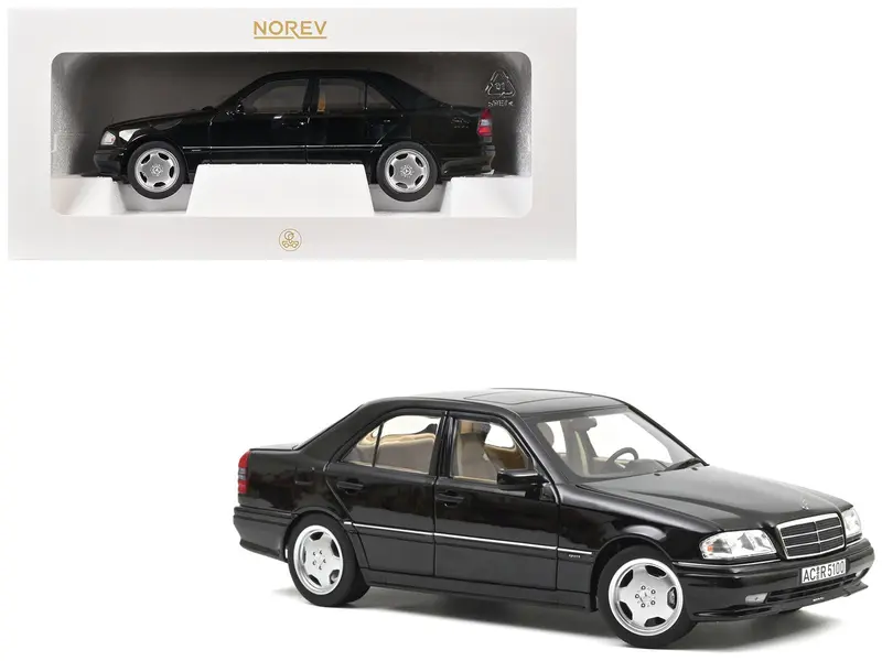 1993 Mercedes-Benz C36 AMG Black Metallic 1/18 Diecast Model Car by Norev