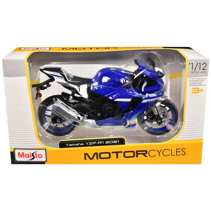 2021 Yamaha YZF-R1 Motorcycle Blue 1/12 Diecast Model by Maisto