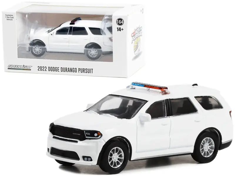 2022 Dodge Durango Pursuit Police Car with Lights White "Hot Pursuit" "Hobby Exclusive" Series 1/64 Diecast Model Car by Greenlight