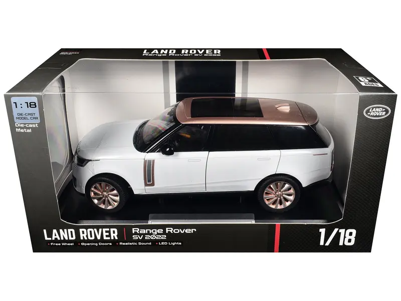2022 Land Rover Range Rover SV White Metallic with Rose Gold Top and Moonroof 1/18 Diecast Model Car by Heimanba