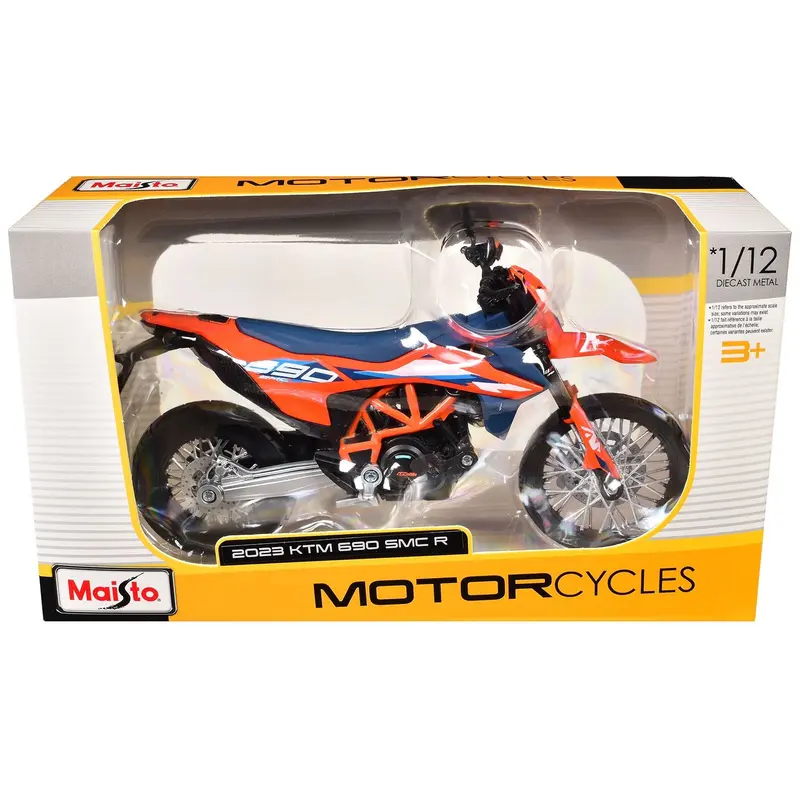 2023 KTM 690 SMC R Orange and Blue 1/12 Diecast Motorcycle Model by Maisto