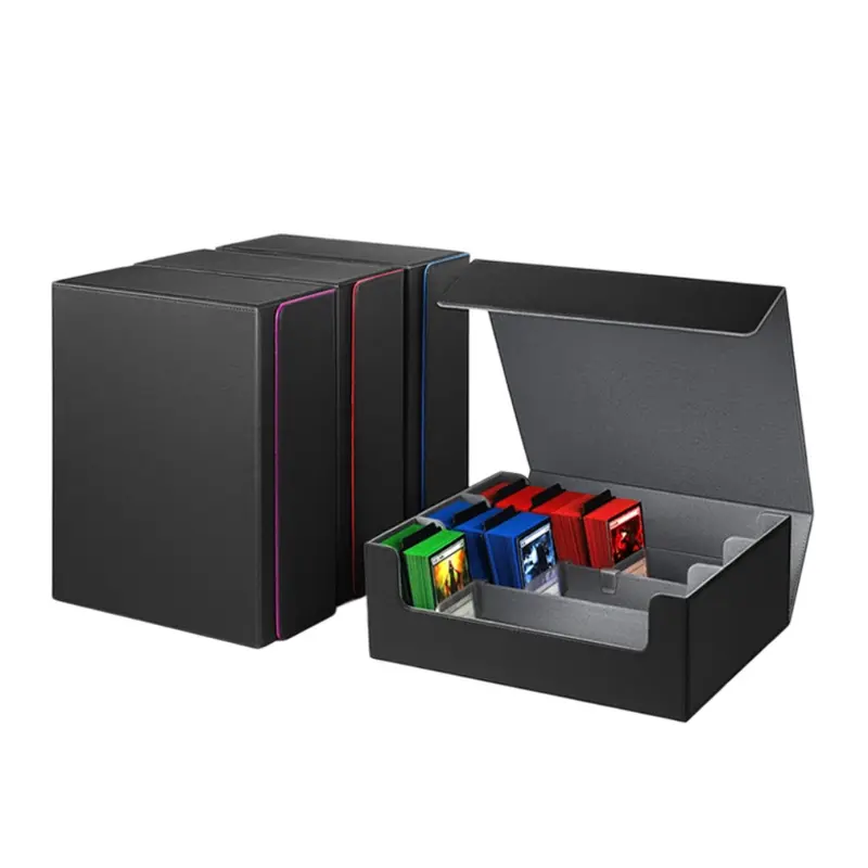 3 Grid PU Leather Magnetic Trading Card Storage Box 1800+ Cards with Separators