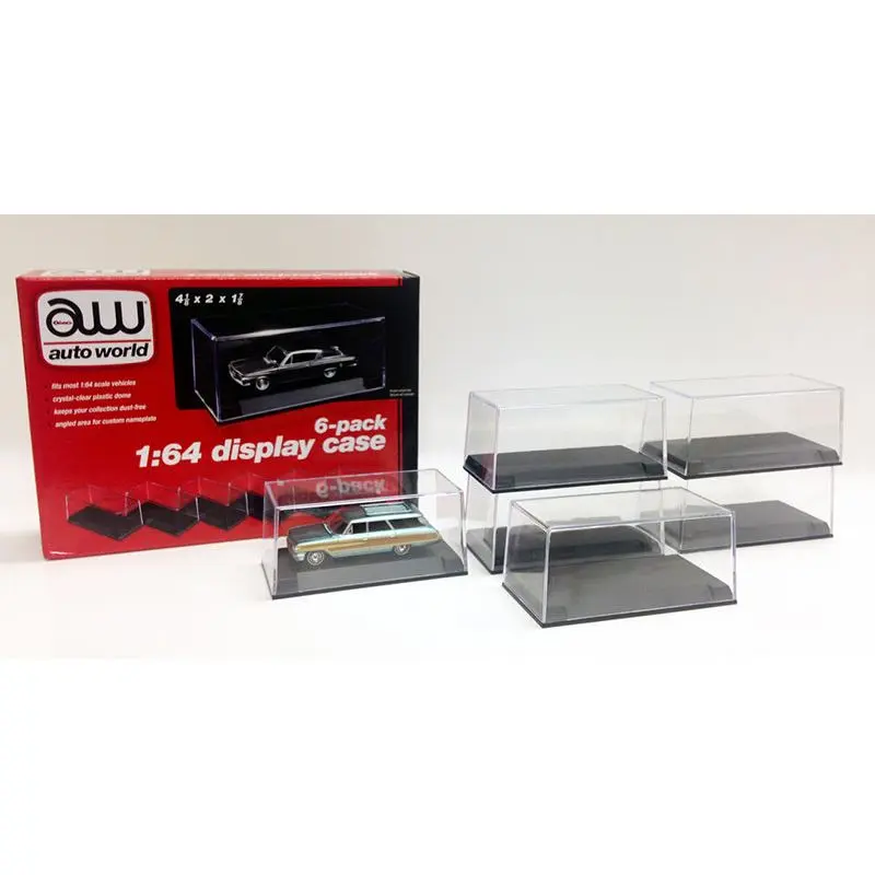 6 Collectible Display Show Cases for 1/64 Scale Model Cars by Auto World