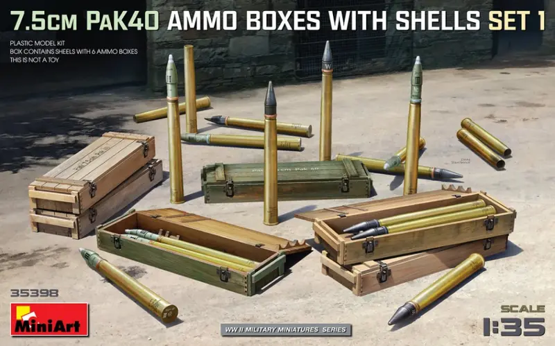 7,5 cm PAK40 AMMO BOXES W/SHELLS SET 1 KIT 1