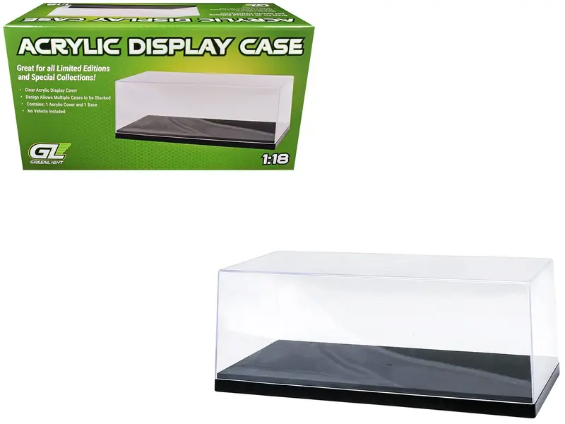 Acrylic Display Case for 1/18-1/24 Scale Model Cars with Black Plastic Base (Replaces Greenlight 55020) by Greenlight