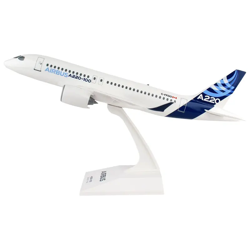 Airbus A220-100 Commercial Aircraft "Airbus Corporate Livery" (C-FFDO) White with Blue Tail (Snap-Fit) 1/100 Plastic Model by Skymarks