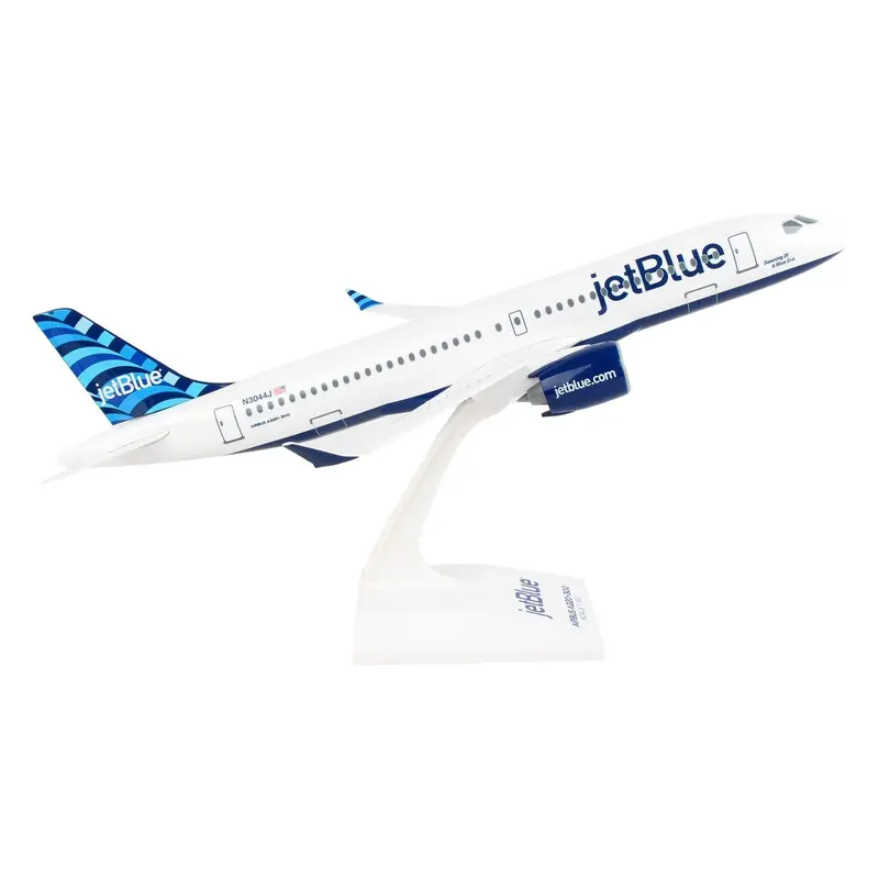 Airbus A220-300 Commercial Aircraft with Landing Gear "JetBlue Airways" (N3044J) White with Blue Tail (Snap-Fit) 1/100 Plastic Model by Skymarks