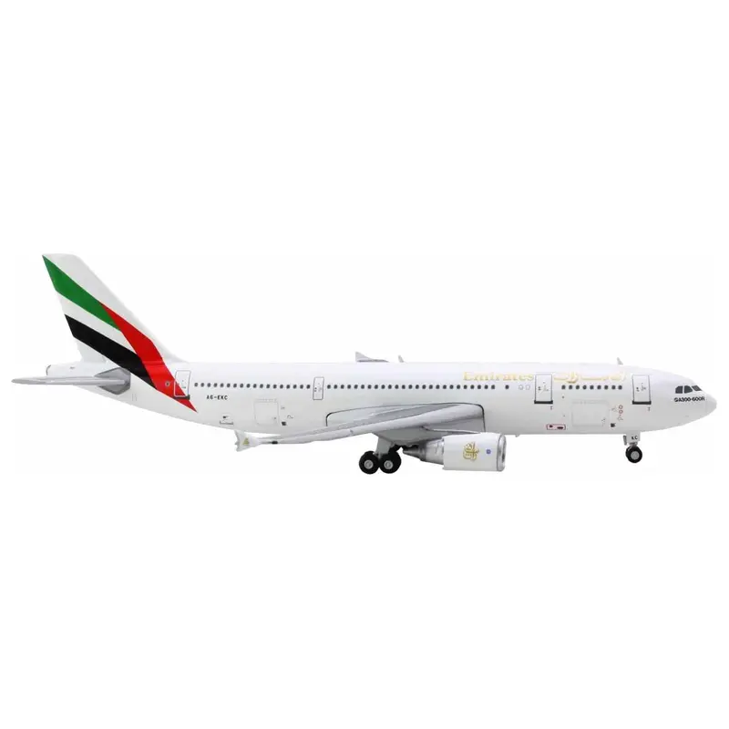 Airbus A300-600R Commercial Aircraft "Emirates Airlines" (A6-EKC) White with Striped Tail 1/400 Diecast Model Airplane by GeminiJets