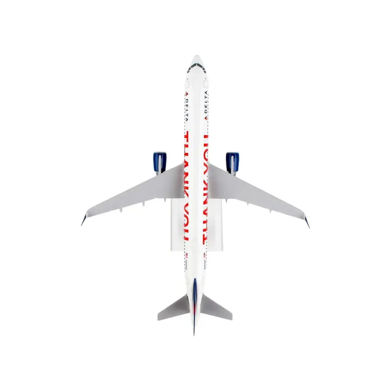 Airbus A321 Commercial Aircraft "Delta Air Lines - Thank You" (N391DN) White with Red and Blue Tail (Snap-Fit) 1/150 Plastic Model by Skymarks
