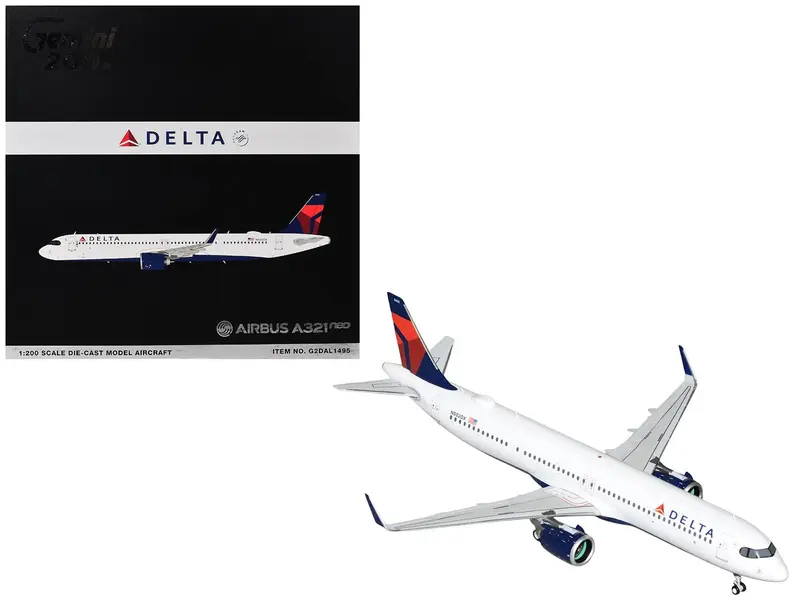 Airbus A321neo Commercial Aircraft "Delta Air Lines" (N502DX) White with Blue and Red Tail "Gemini 200" 1/200 Diecast Model Airplane by GeminiJets