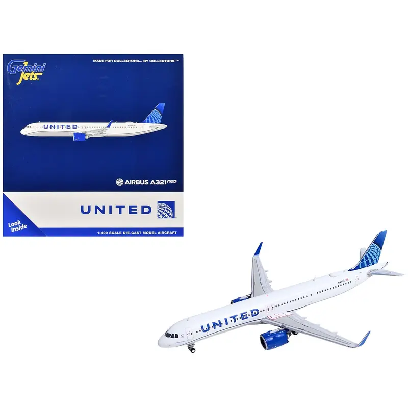 Airbus A321neo Commercial Aircraft "United Airlines" (N14502) White with Blue Tail 1/400 Diecast Model Airplane by GeminiJets