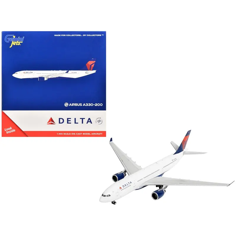 Airbus A330-200 Commercial Aircraft "Delta Air Lines" (N852NW) White with Red and Blue Tail 1/400 Diecast Model Airplane by GeminiJets