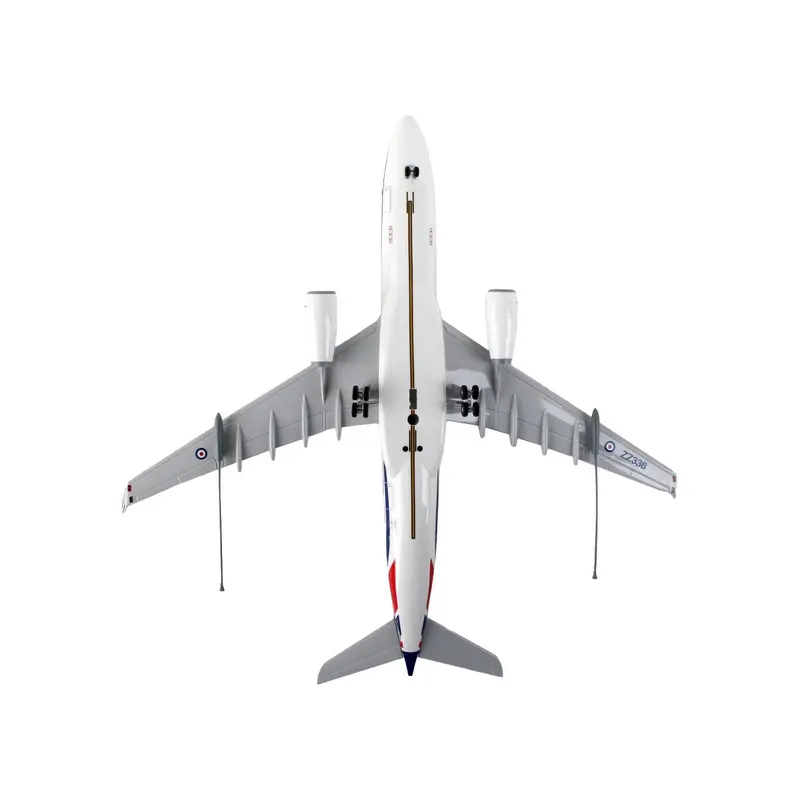 Airbus A330 MRTT Voyager Commercial Aircraft with Landing Gear "United Kingdom Royal Air Force" (ZZ336) White with Red and Blue Stripes (Snap-Fit) 1/200 Plastic Model by Skymarks