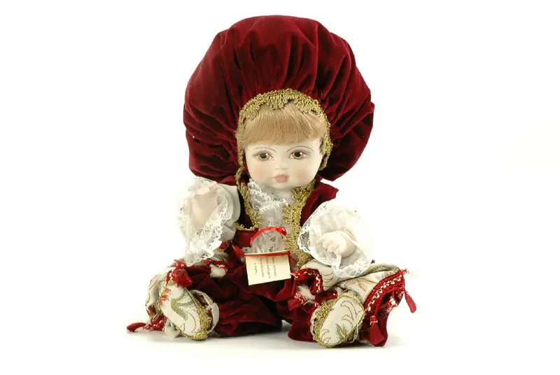 ALEX IN PORCELLANA cm.35 BROCCATO E VELLUTO BOURDEAUX MADE IN ITALY - Produttori Vari - BL0010