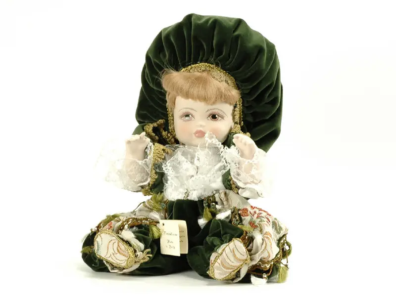 ALEX IN PORCELLANA cm.35 BROCCATO E VELLUTO VERDE MADE IN ITALY - Produttori Vari - BL0030