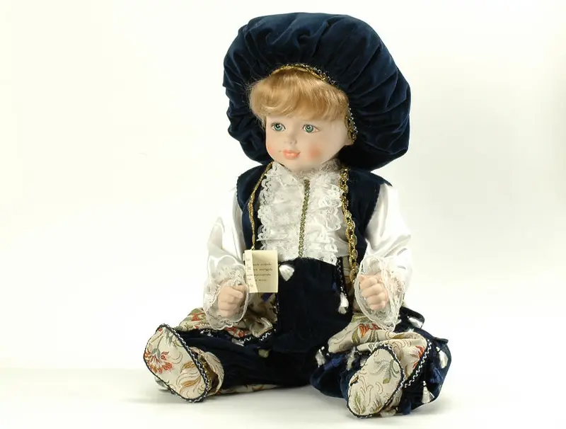 ALEX IN PORCELLANA cm.75 BROCCATO E VELLUTO BLU MADE IN ITALY - Produttori Vari - BL0080