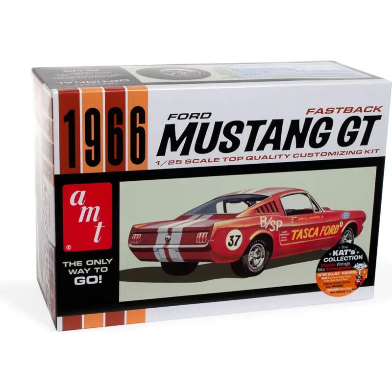AMT 1966 Ford Mustang Fastback 2+2 1/25 Scale Model Kit - Skill Level 2