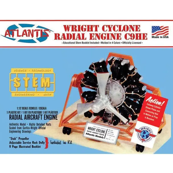Atlantis Wright Cyclone Engine 1/12 scale Plastic Model Kit