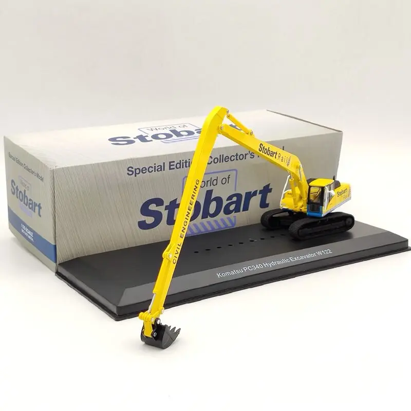 Atlas 1/76 Eddie Stobart Rail Komatsu PC340 Hydraulic Excavator W122 Civil Engineering Diecast Models Collection Toys Car Yellow