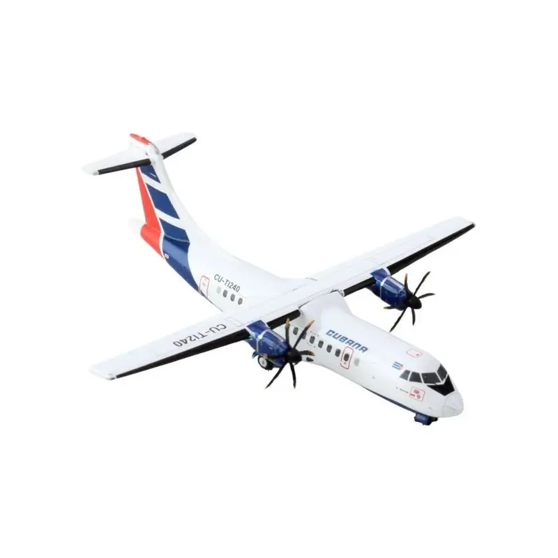 ATR 42-500 Commercial Aircraft "Cubana Airlines" (CU-T1240) White with Red and Blue Stripes 1/400 Diecast Model Airplane by GeminiJets