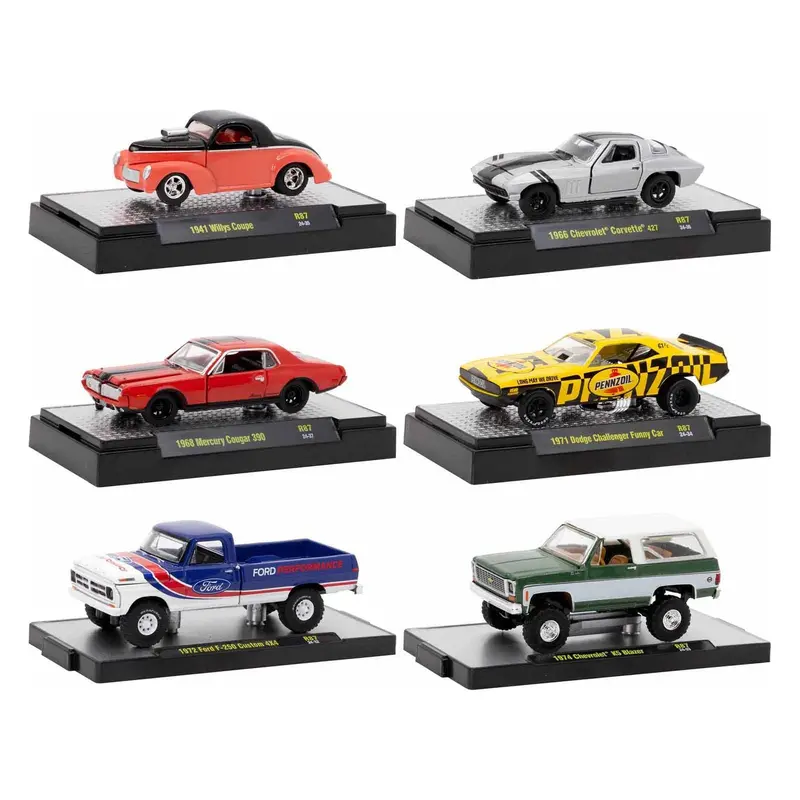 "Auto-Thentics" 6 piece Set Release 87 IN DISPLAY CASES Limited Edition 1/64 Diecast Model Cars by M2 Machines