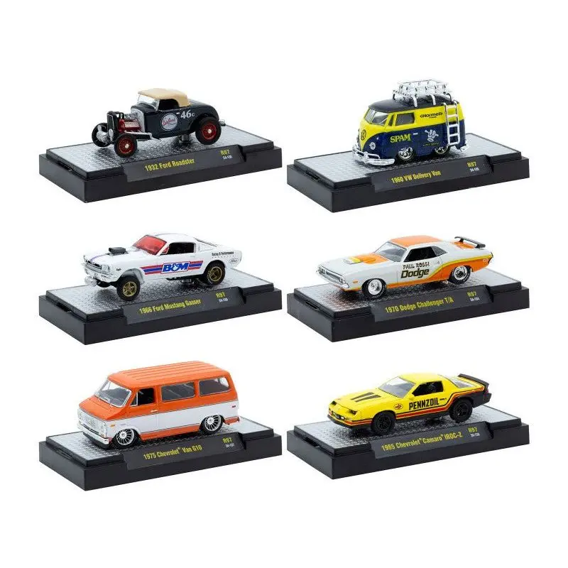 "Auto-Thentics" 6 piece Set Release 97 IN DISPLAY CASES Limited Edition 1/64 Diecast Model Cars by M2 Machines