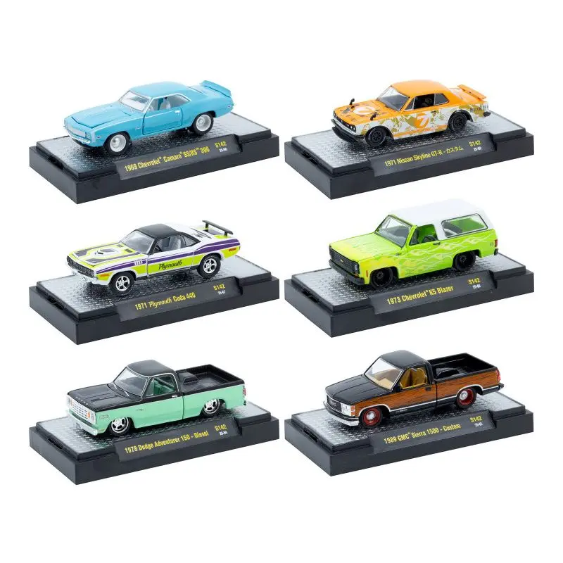 "Auto-Thentics" 6 piece Set Release S142 IN DISPLAY CASES Limited Edition 1/64 Diecast Model Cars by M2 Machines