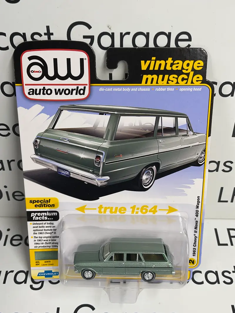 AUTO WORLD 1963 Chevy II Nova 400 Wagon Green 1
