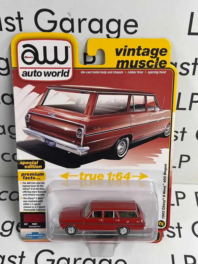 AUTO WORLD 1963 Chevy II Nova 400 Wagon Red 1