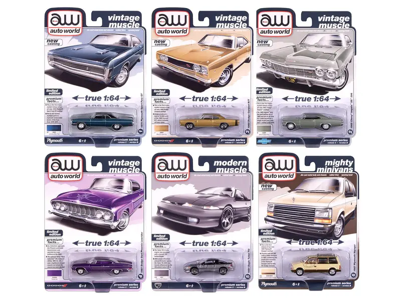 Auto World Premium 2025 Release 2 Set B of 6 pieces 1/64 Diecast Model Cars by Auto World
