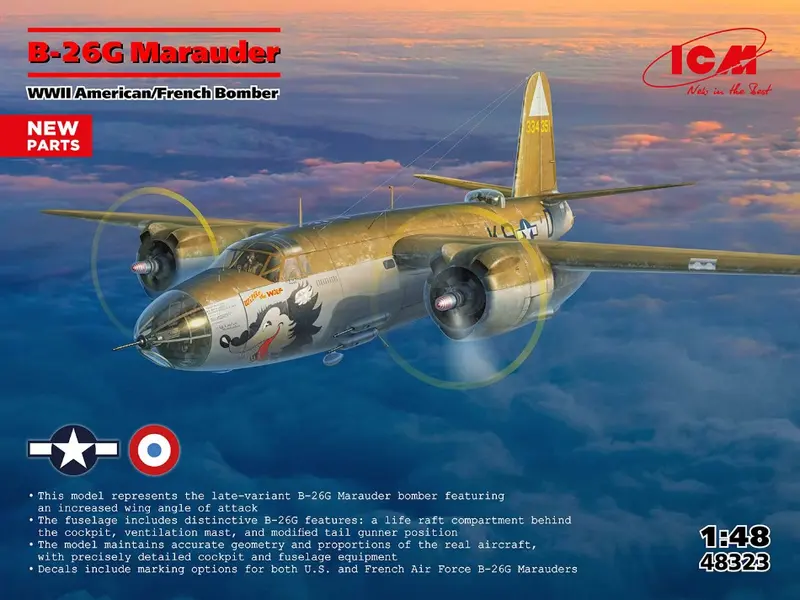 B-26G MARAUDER WWII AMERICAN/FRANCE BOMBER KIT 1
