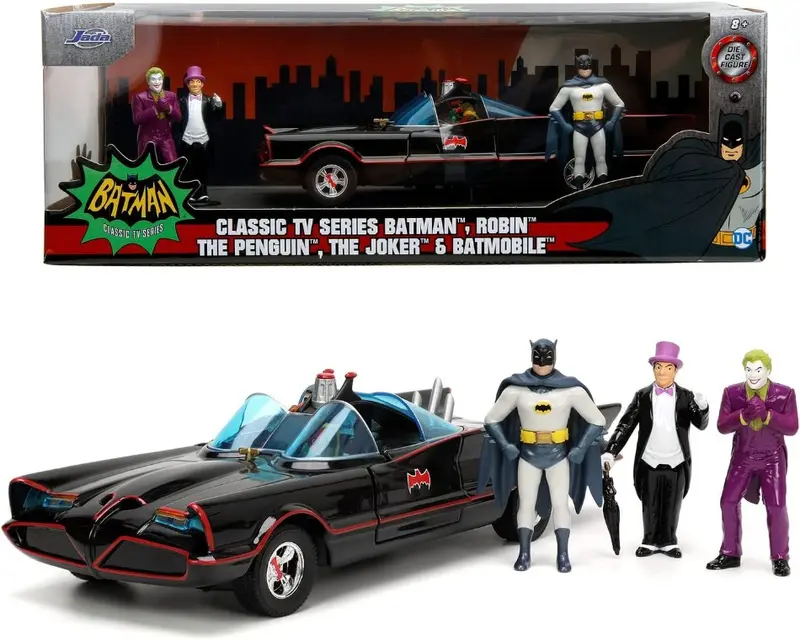 BATMOBILE 1966 WITH FIGURE BATMAN, ROBIN, THE PENGUIN, THE JOKER 1