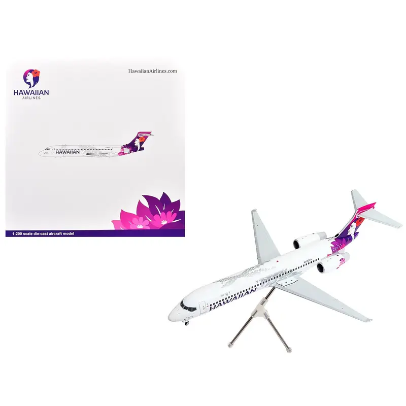 Boeing 717-200 Commercial Aircraft "Hawaiian Airlines" (N492HA) White with Purple Tail Graphics "Gemini 200" Series 1/200 Diecast Model Airplane by GeminiJets
