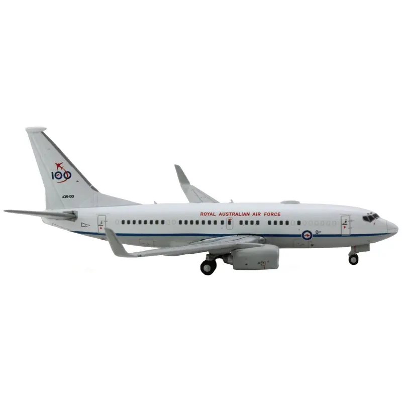 Boeing 737-700 Aircraft "Royal Australian Air Force 100th Anniversary" (A36-001) White with Blue Stripes "Gemini Macs" Series 1/400 Diecast Model Airplane by GeminiJets