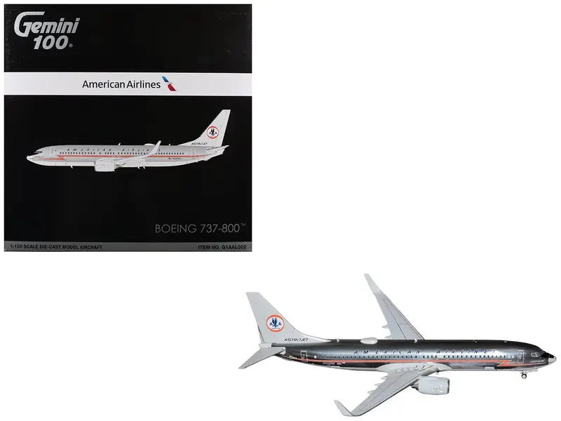 Boeing 737-800 Commercial Aircraft "American Airlines - American Heritage Jet" (N905NN) Silver with Red Stripes "Gemini 100" Series 1/100 Diecast Model Airplane by GeminiJets